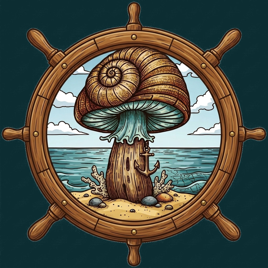 Seaside Mushrooms &mdash; a shell-capped mushroom on the shore